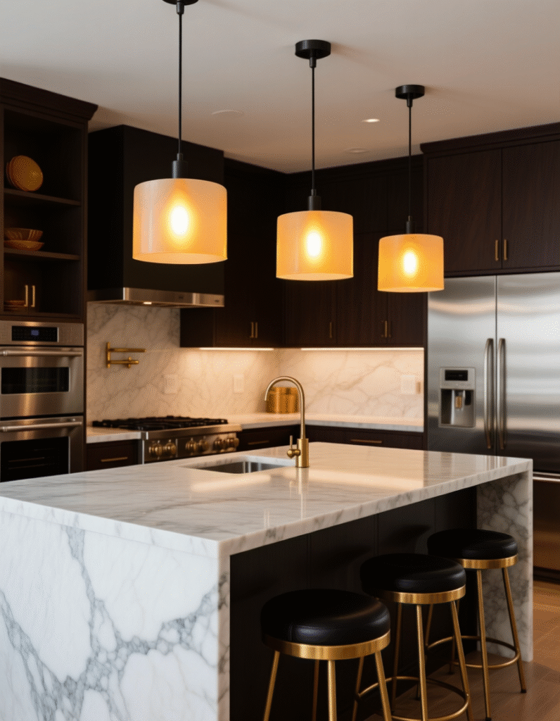 20+ Stunning Pendant Lighting Ideas for Kitchen Islands That Perfectly Repeat Your Color Palette