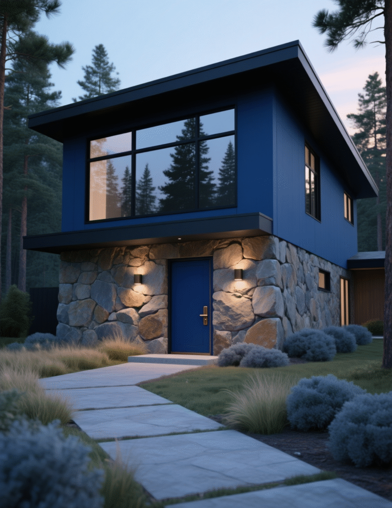 20+ Eye-Catching Dark Blue House Exterior Ideas