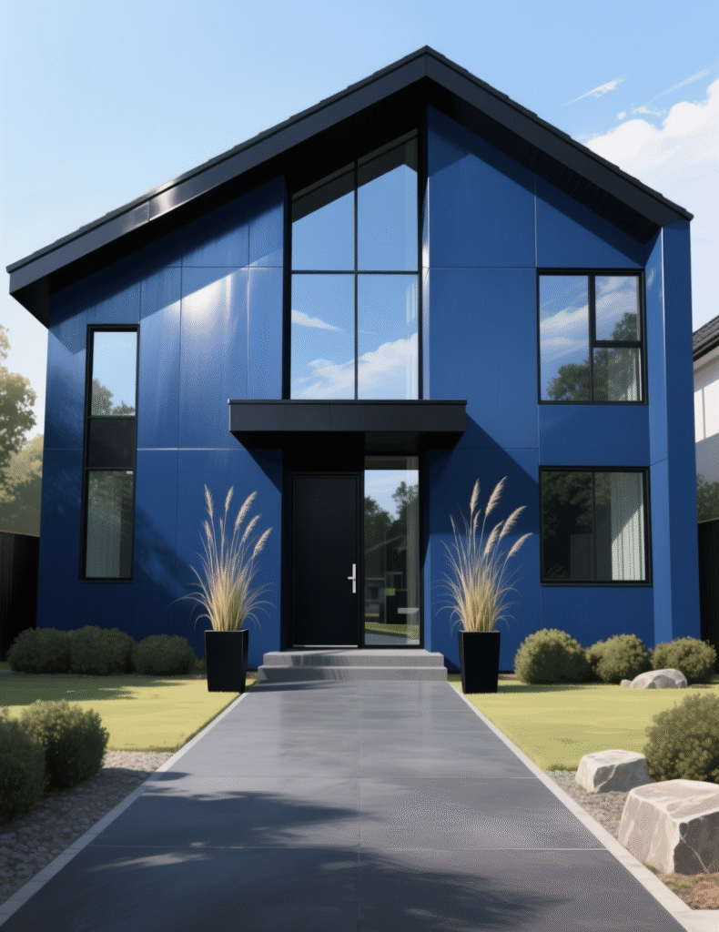 20+ Eye-Catching Dark Blue House Exterior Ideas