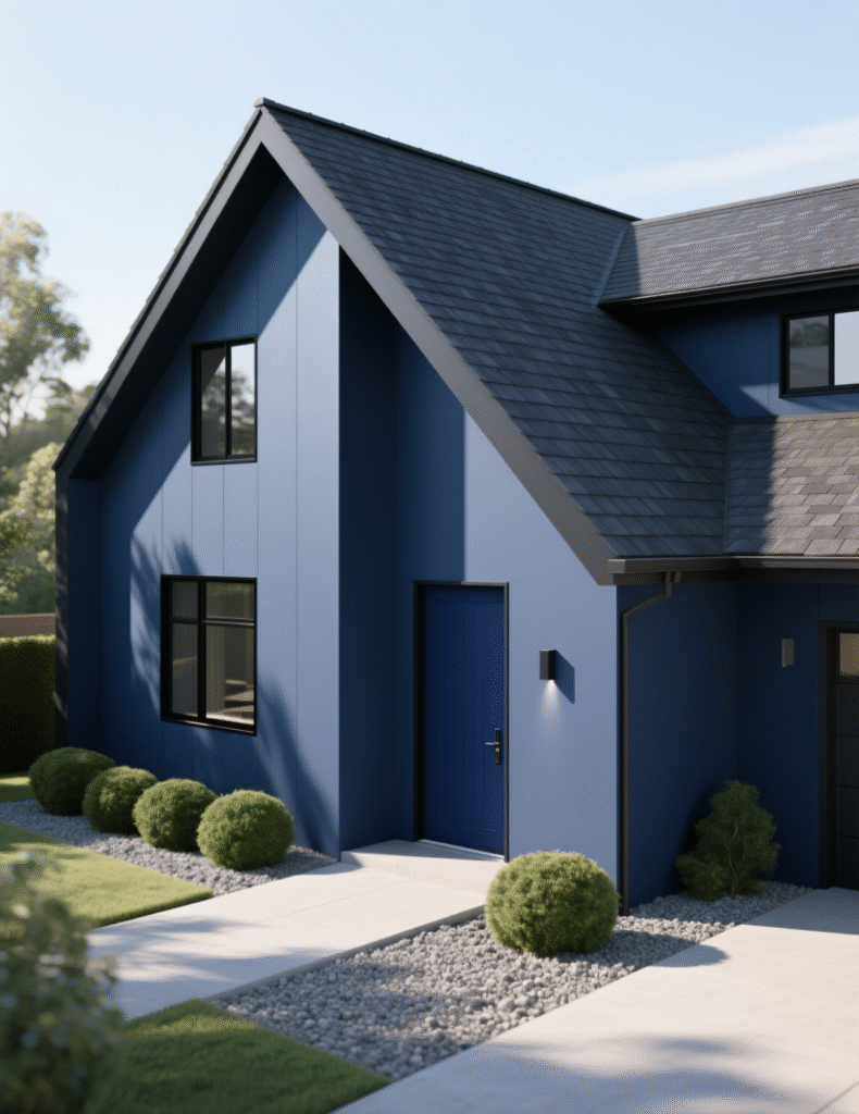 20+ Eye-Catching Dark Blue House Exterior Ideas