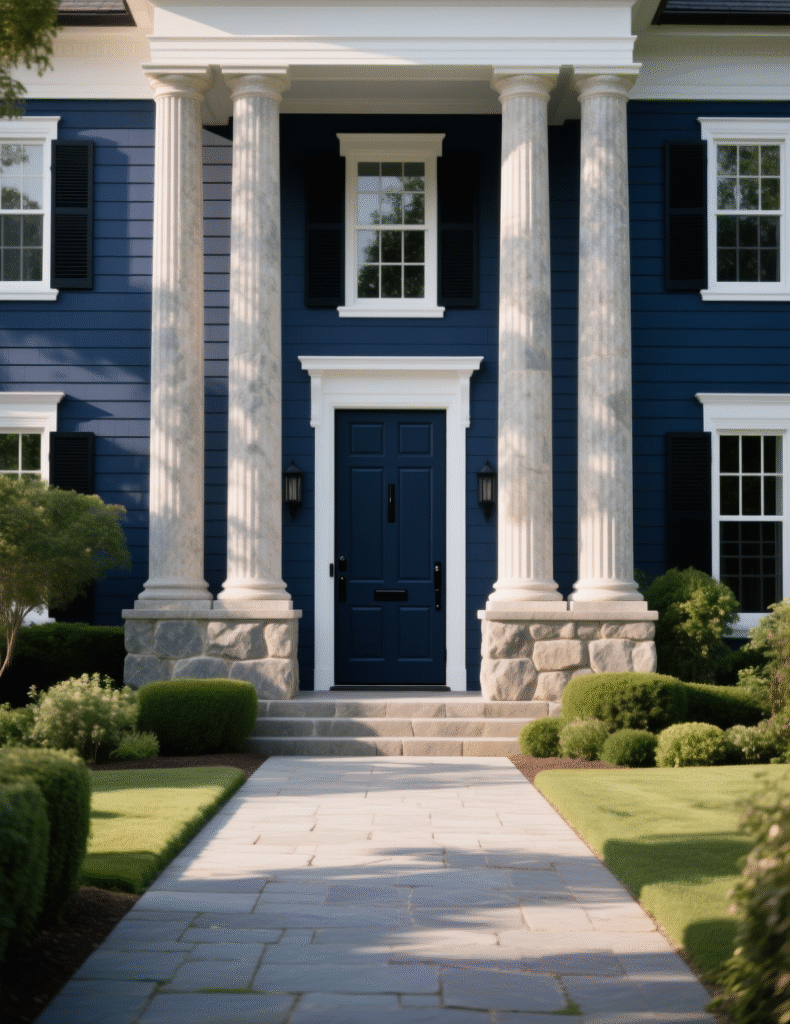 20+ Eye-Catching Dark Blue House Exterior Ideas
