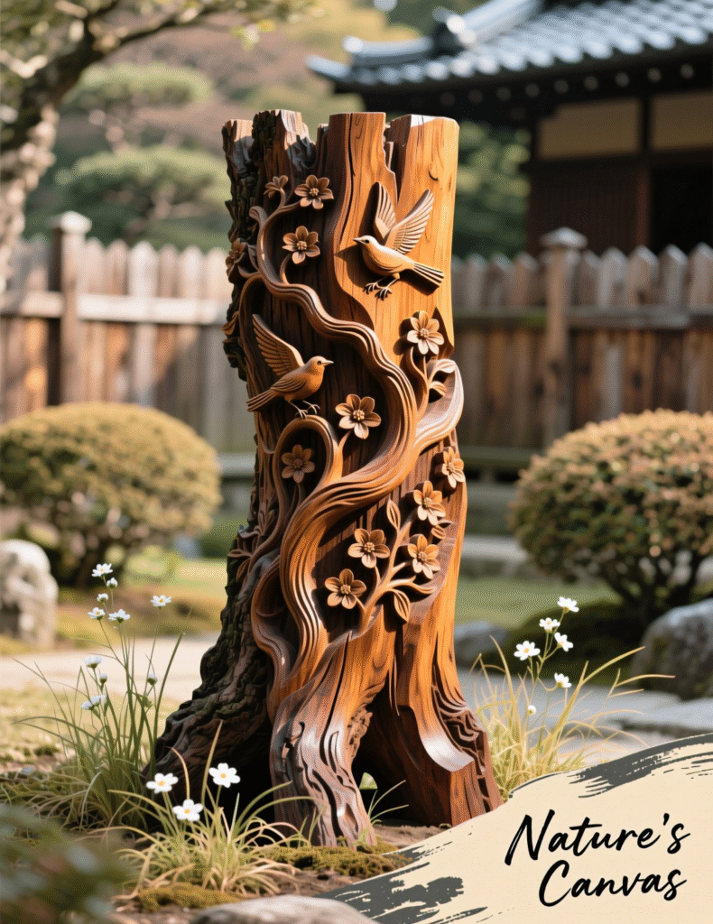 20+ Decorating Tree Stumps in Yard for DIY Furniture and Garden Art That Stands Out