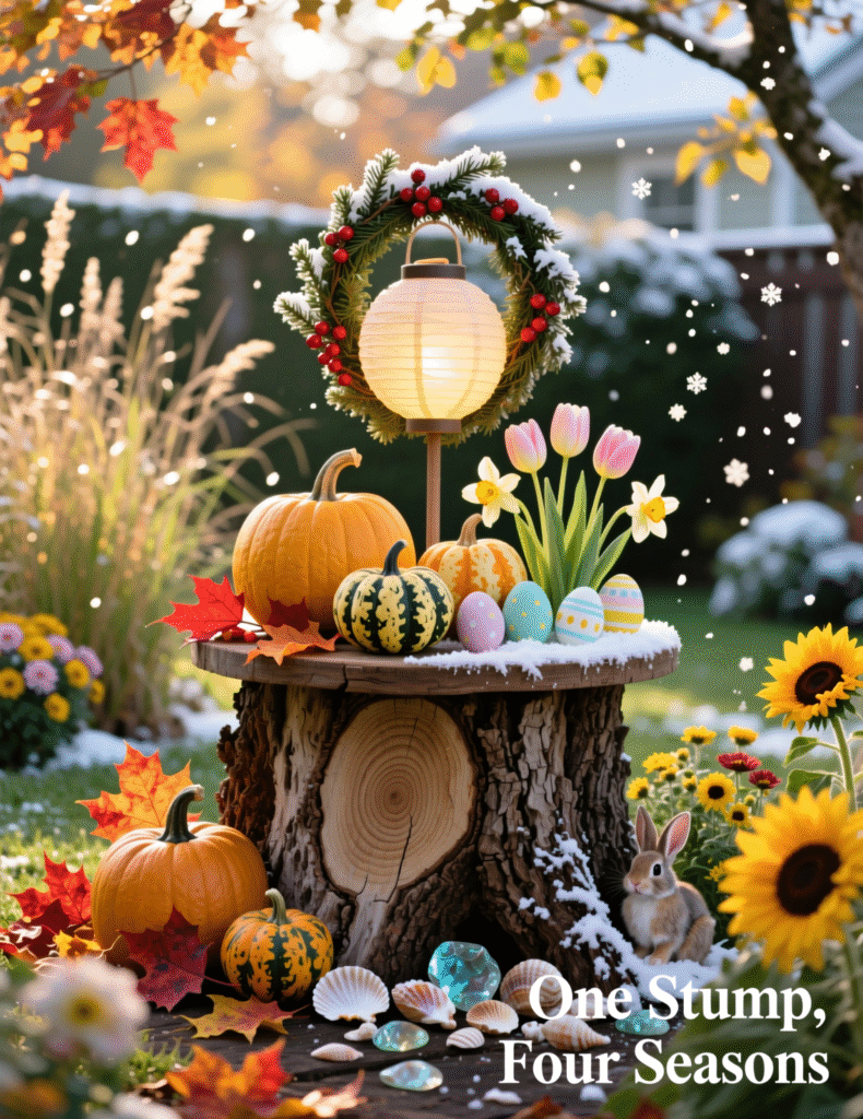 20+ Decorating Tree Stumps in Yard for DIY Furniture and Garden Art That Stands Out